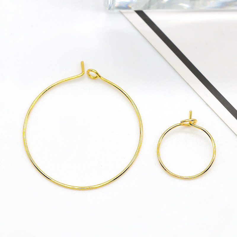 Copper plated 18K real gold 9 word circle earring 14K gold color retaining nine word earrings DIY earrings accessories Copper plated 18K real gold 9 word circle earring 14K gold color retaining nine word earrings DIY earrings accessories