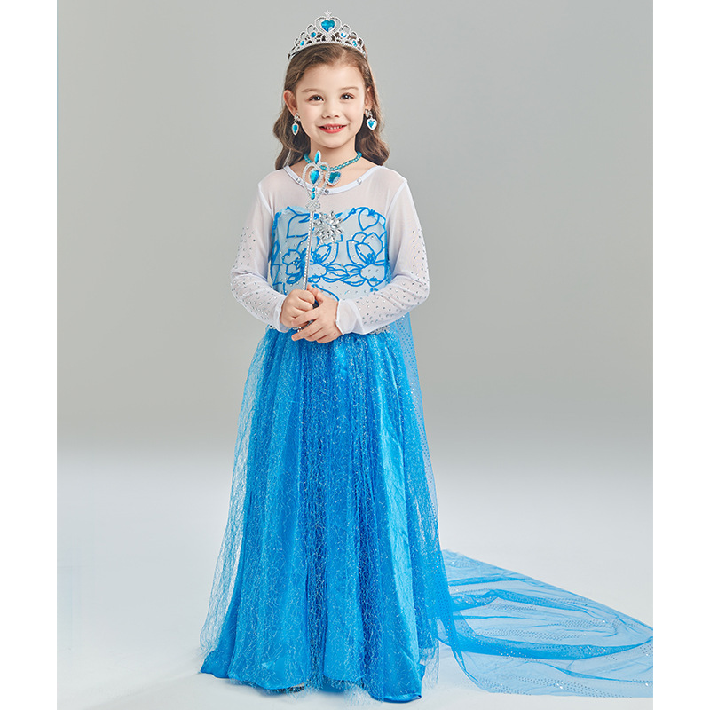 Aisha Princess Skirt Wholesale Aisha Dress Performance Suit Frozen New Elsa dress Long Sleeve Veil Skirt