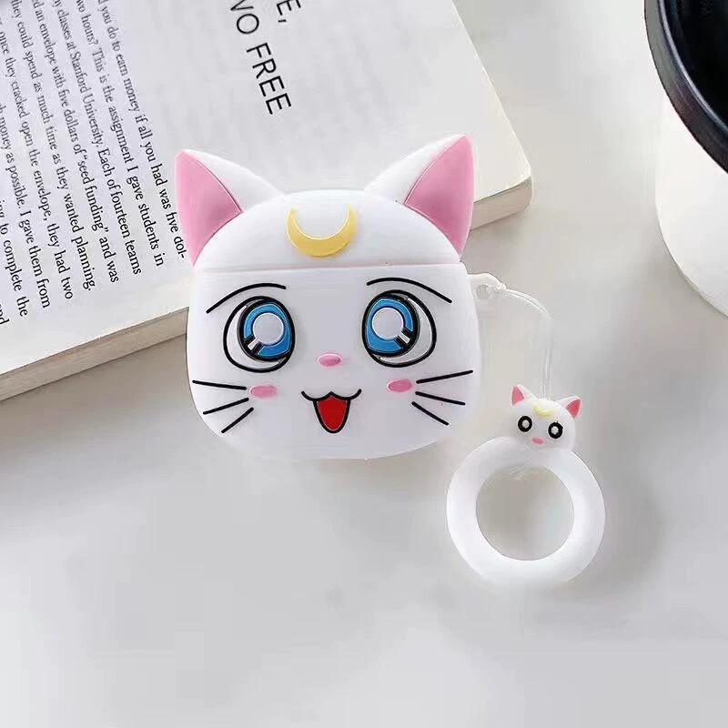 Силиконовый защитный чехол (совместим с Apple) для AirPods 1/2, милые мультяшные дизайны, с крючком/кольцом