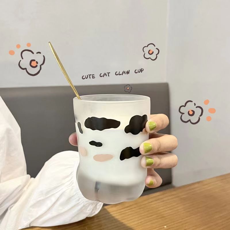 女性用の見栄えの良いオフィスコーヒーカップ、かわいい単層ウォーターカップ、クリエイティブなギフトカップ、猫の爪の形をしたガラスカップ|undefined
