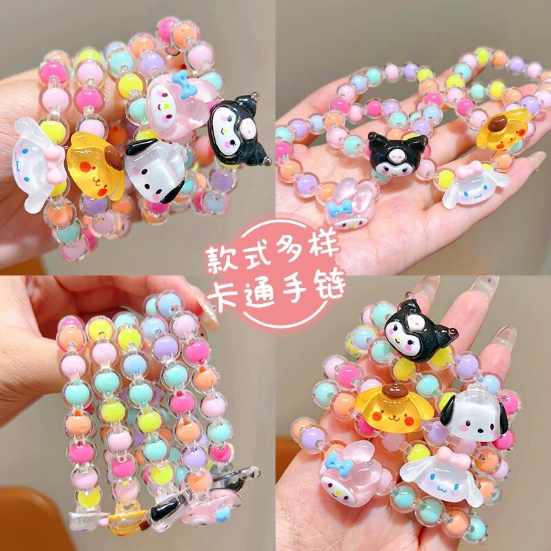 Cartoon Kitty Cat Bracelet Children's Bracelet Sanrio Little Girl Cartoon Accessories Beaded Jewelry Girls Travel