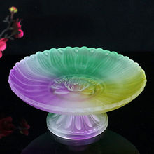 供果盘莲花盘仿琉璃七彩盘供具琉璃套装 家用佛台菩萨供盘