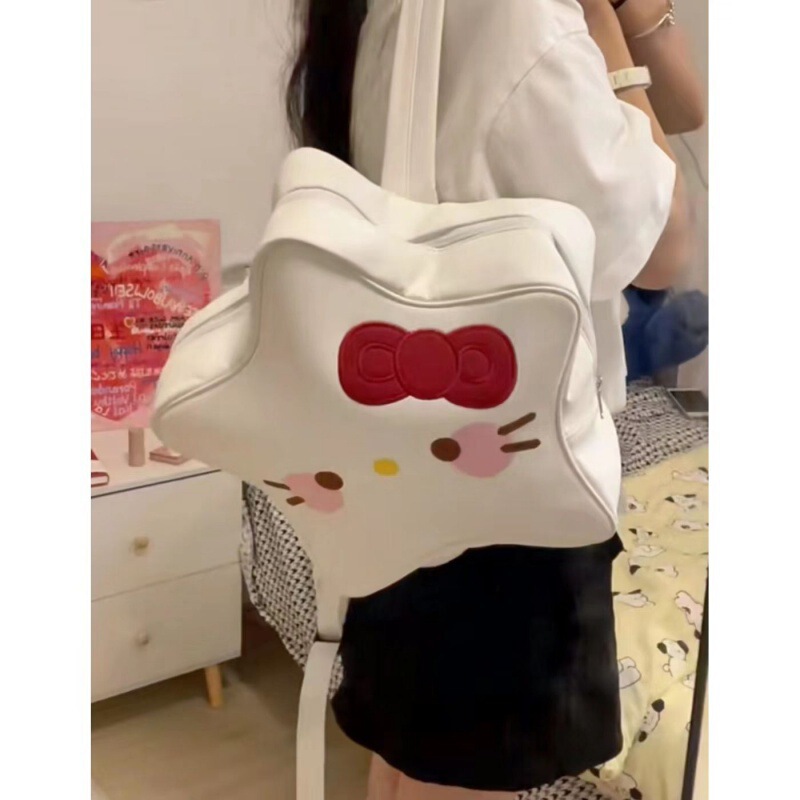 Japanese Style Hello Kitty Cute Creative Five-Pointed Star Large-Capacity Backpack Y2K Sweet Sexy Style Backpack