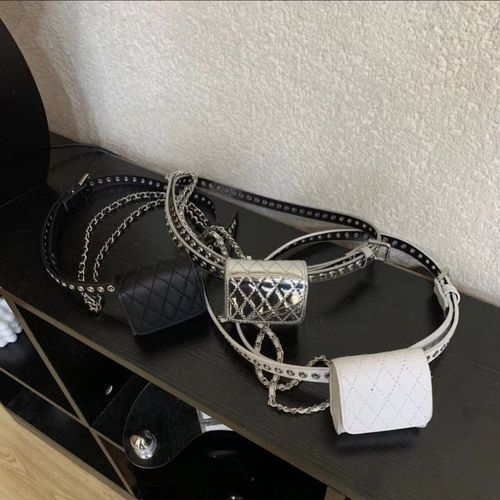 Big C Pan, the same style as the Internet celebrity, handsome and versatile waist bag, porous belt bag, no punching, small fragrant style chain bag, trendy