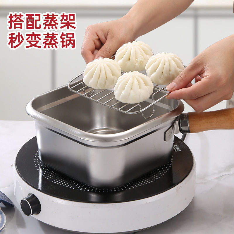 跨境多功能锅具不锈钢方形油炸锅家用奶蒸锅煮面锅户外便携保鲜盒|undefined