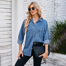 2024eBay欧美跨境外贸亚马逊独立站春季新款水洗薄款牛仔衬衫上衣