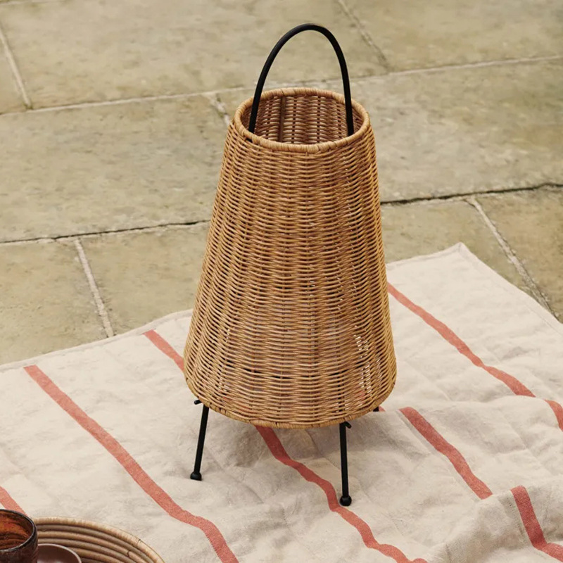 Estilo nórdico creativo lámpara de mesa salón dormitorio cama y desayuno tatami portátil ratán tejido Zen atmósfera decorativa lámpara de pie