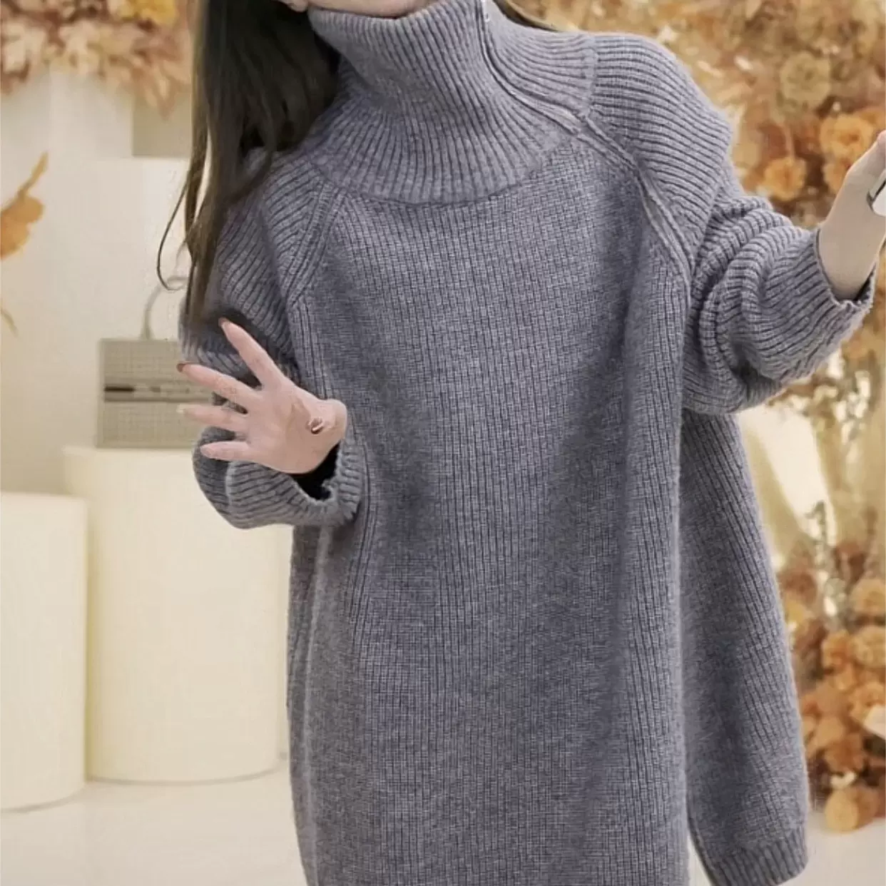 欧货高领毛衣女秋冬加厚翻领拉链软糯高级设计感宽松显瘦外穿慵懒