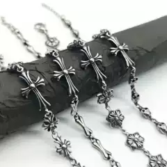 Kroos Personalized Cross Flower Splicing Versatile Couple Retro Steel Ins Fashion Men's Trendy Bracelet Wholesale