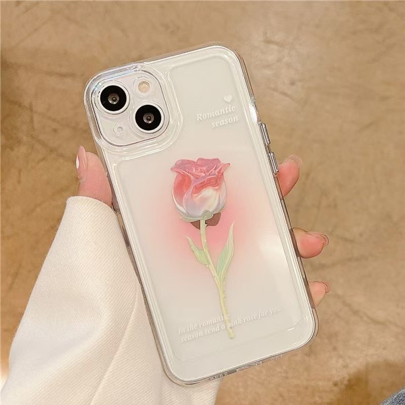 Arte teñido de flores para iphone15promax funda para teléfono móvil transparente Apple 15 anti-caída 14pro Japón y Corea 13/12