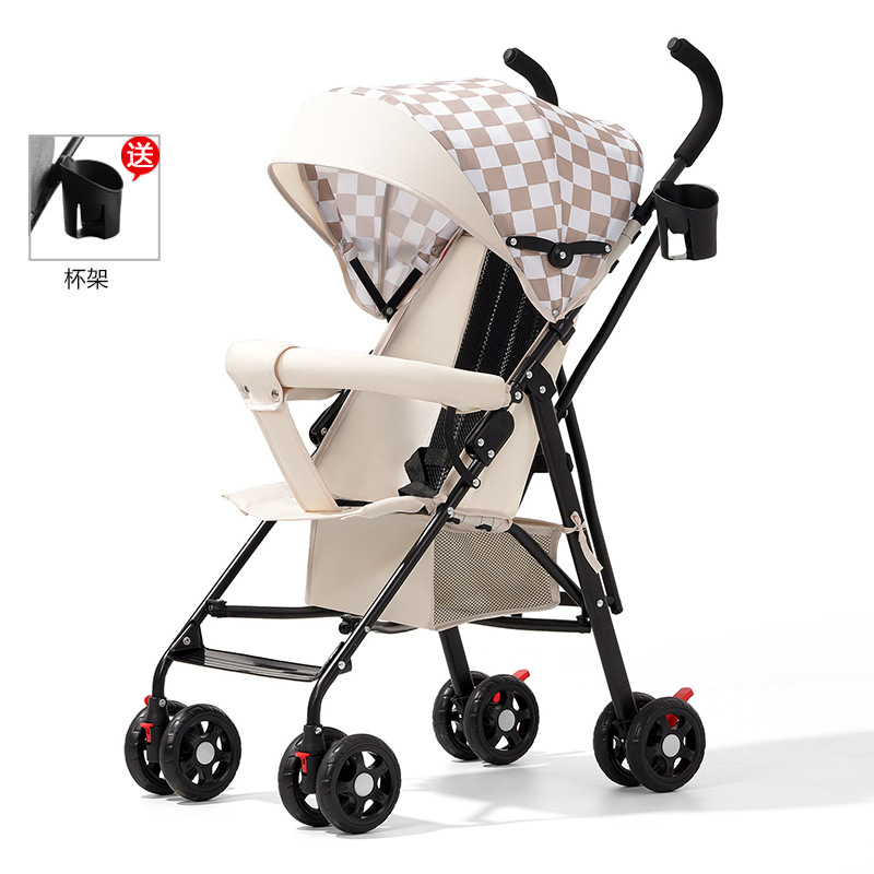 Carrinche de bebé ligero y plegable simple para sentarse y acostarse, viaje de verano para niños pequeños, carro de mano para niños pequeños