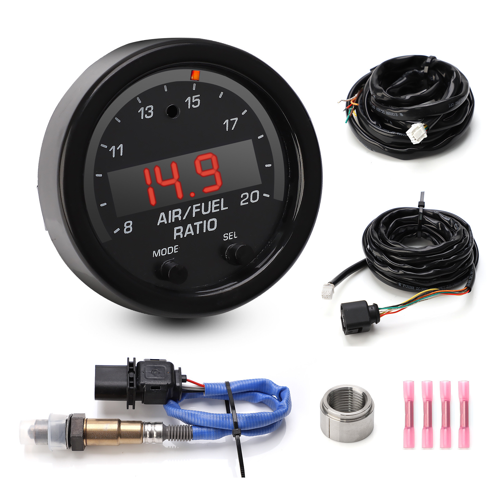 Car Modification Wide-Range Air-Fuel Ratio Gauge 52mm Air-Fuel Ratio Meter with Wide Oxygen Sensor Set Lsu4.9