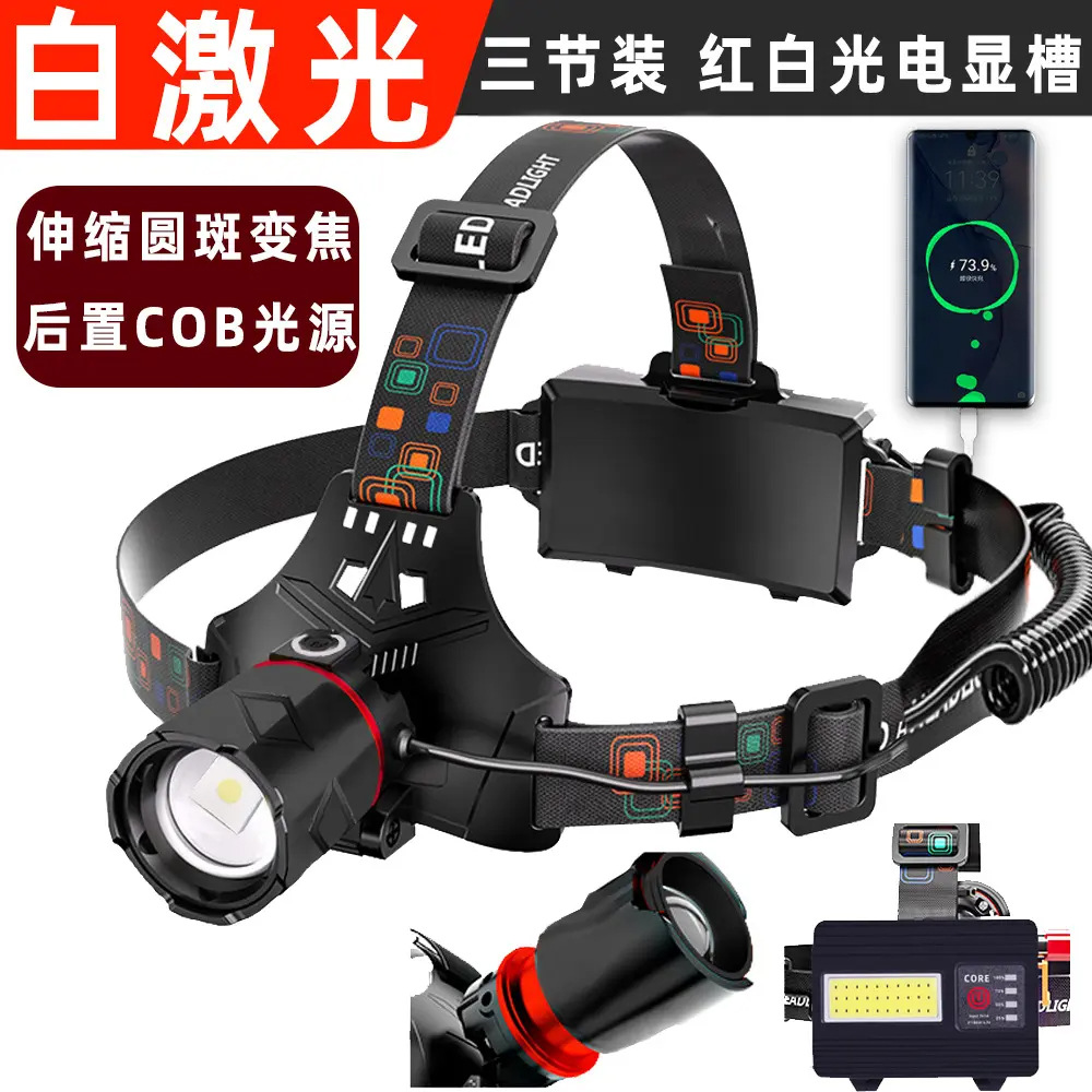 Faros transfronterizos P70 LED recargables Faros con zoom Pesca Duración larga Proyector de luz fuerte para exteriores image 14
