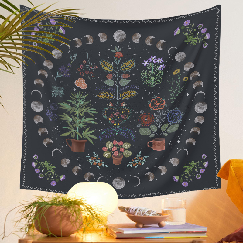 Vintage Moon Phase Tarot Tapestry Psychedelic Tapestry Background Cloth Wholesale Nihaojewelry display picture 3