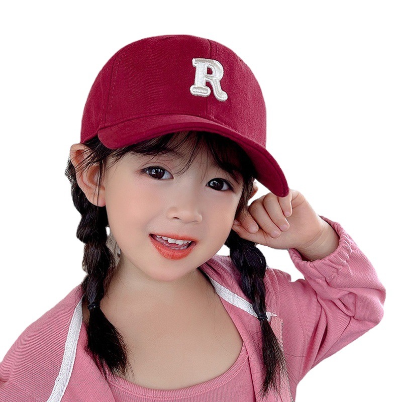 R Letter Autumn Children's Hat Sunshade Boys Girls Sun Protection Kids Hat Trendy Parent-Child Style Baseball Cap Letter Text