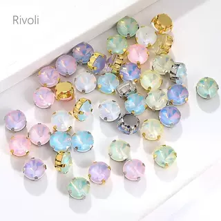 卫星摩卡蛋白爪钻带孔手缝钻鲜艳彩色玻璃钻diy服饰帽子箱包手工