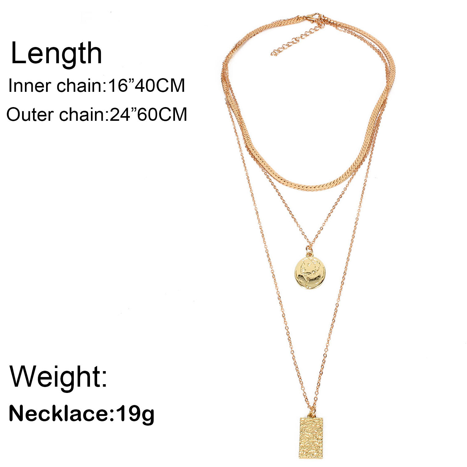 Simple Style Geometric Round Rectangle Alloy Chain Women's Pendant Necklace display picture 1