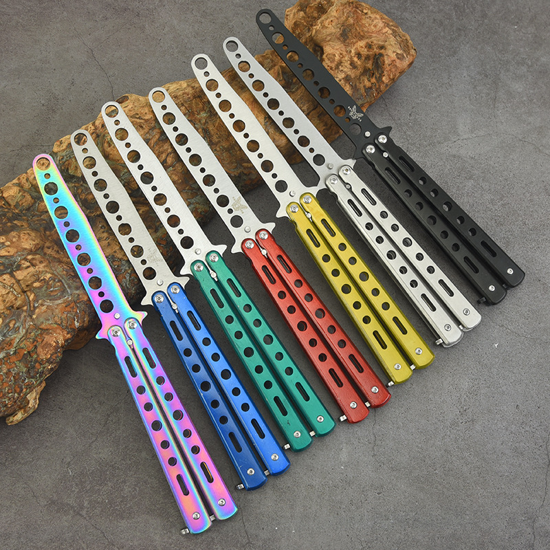 户外蝴蝶刀具折叠练习甩手刀全钢手部训练神器便携可翻转变形工具