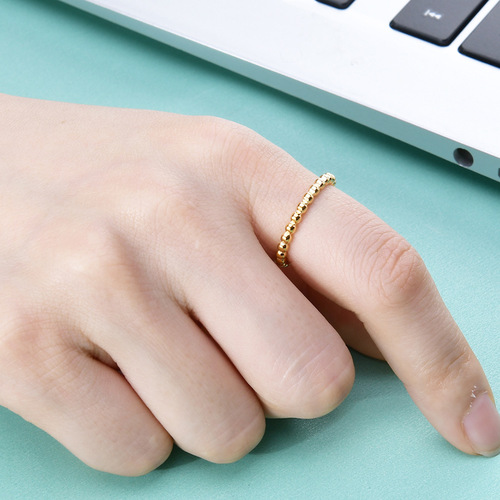 European and American cross-border ins fashion personality simple geometric round beads 2MM couple ring stainless steel titanium steel ring wholesale