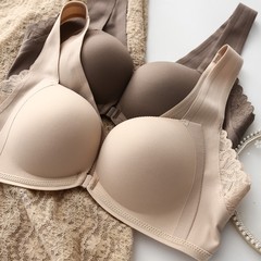 日系軽木綿前ボタン下着の女性の胸が集まって副乳の垂れ下がり防止調整型のスチールリングがないブラジャー