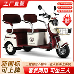 电动三轮车双排家用电瓶车国标上牌老年人代步车偏三轮边三轮
