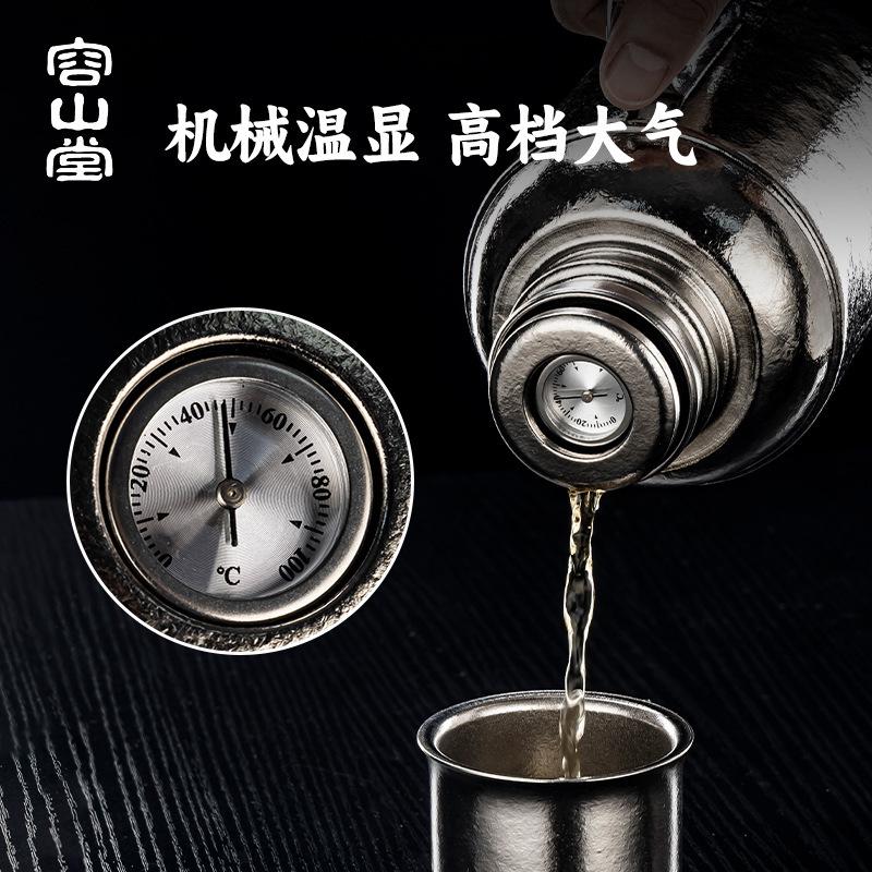 Rongshantang 機械式温度表示純チタン断熱ケトル 2025 新家庭用大容量煮込みティーポット東洋車載ケトル|undefined