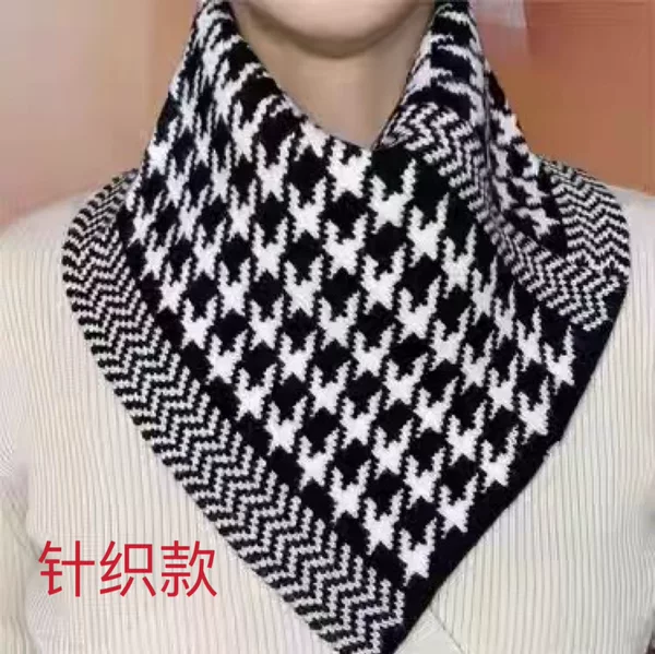Autumn and Winter Knitted Scarf Warm Neck Protection Fake Collar Convenient Pullover Neck Set Lazy Scarf Unisex Triangle Towel