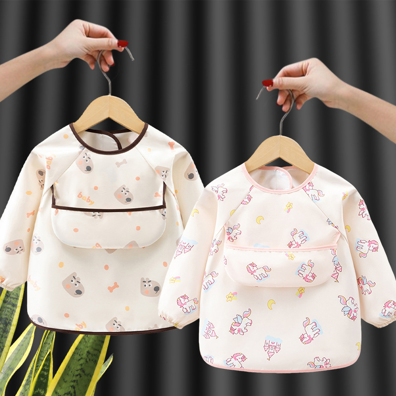 Children's Smock, Baby Eating Bib, Waterproof and Anti-Dirty Long-Sleeved Apron for Boys and Girls, Baby Reverse-Wear Protective Clothing Children's Smock, Baby Eating Bib, Waterproof and Anti-Dirty Long-Sleeved Apron for Boys and Girls, Baby Reverse-Wear Protective Clothing