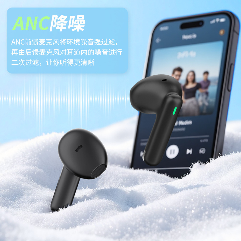 新款半入耳式混馈蓝牙耳机 ANC 6mic无线耳机灯显智能蓝牙耳机|undefined