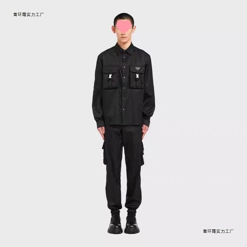 Cross-Border Popular Men's Jacket, New Spring and Autumn Style, Black Lapel with Triangle Logo, Trendy Men's Jacket, Men's Workwear