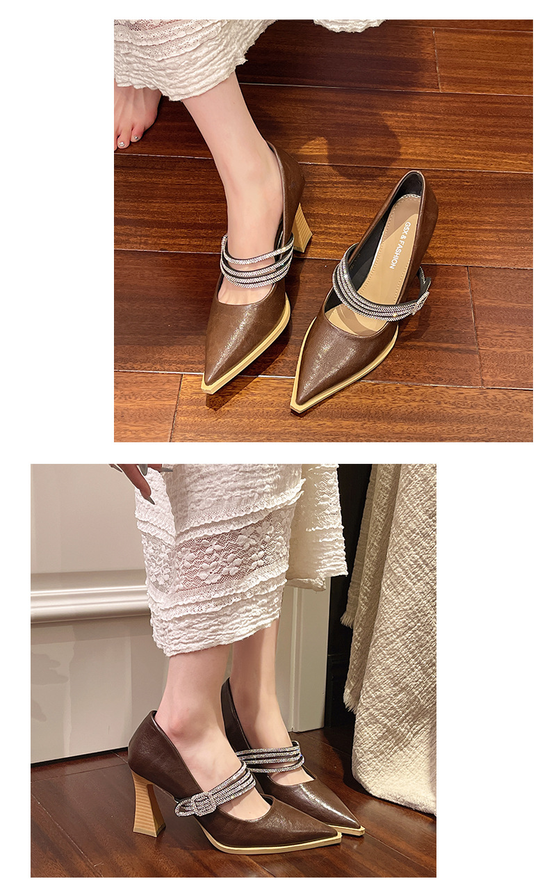Vintage Mary Jane Shoes For Women With Rhinestones Chunky Heel_voghion.com
