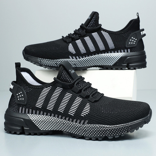 Men's Running Shoes for Cross-border Dropshipping, Wide Size, Featherweight Knit Single Shoes, Soft Sole, Comfortable, Breathable Mesh Shoes, Non-smelly Running Shoes