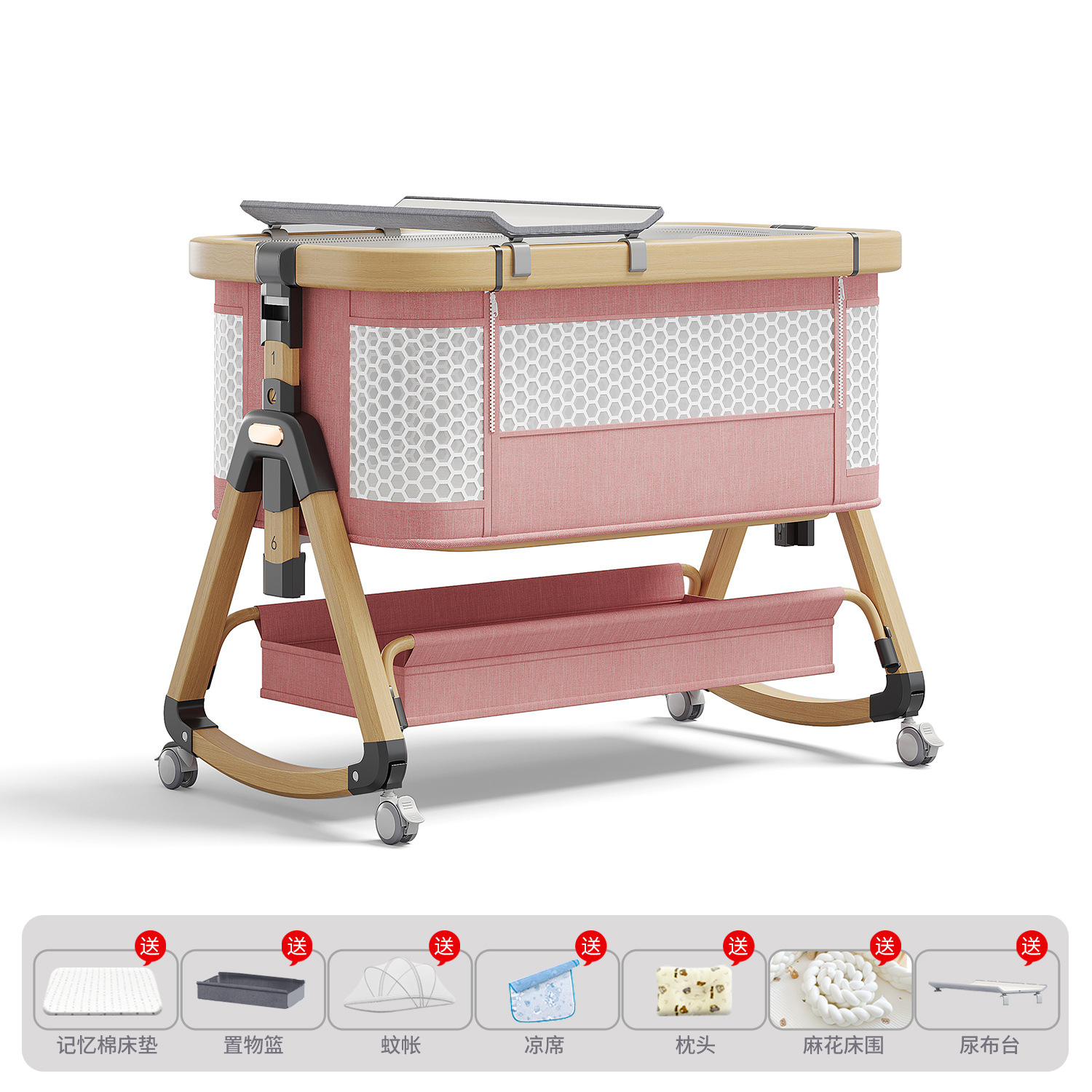 Cama de bebé móvil portátil cuna cama plegable multifuncional BB cama para recién nacidos empalme cama grande