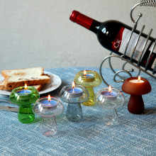 蘑菇小烛台玻璃摆件烛光晚餐道具餐厅客厅软装饰品摆设轻奢