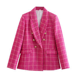 欧美外贸女装新款粗纺修身西服外套西装   2049