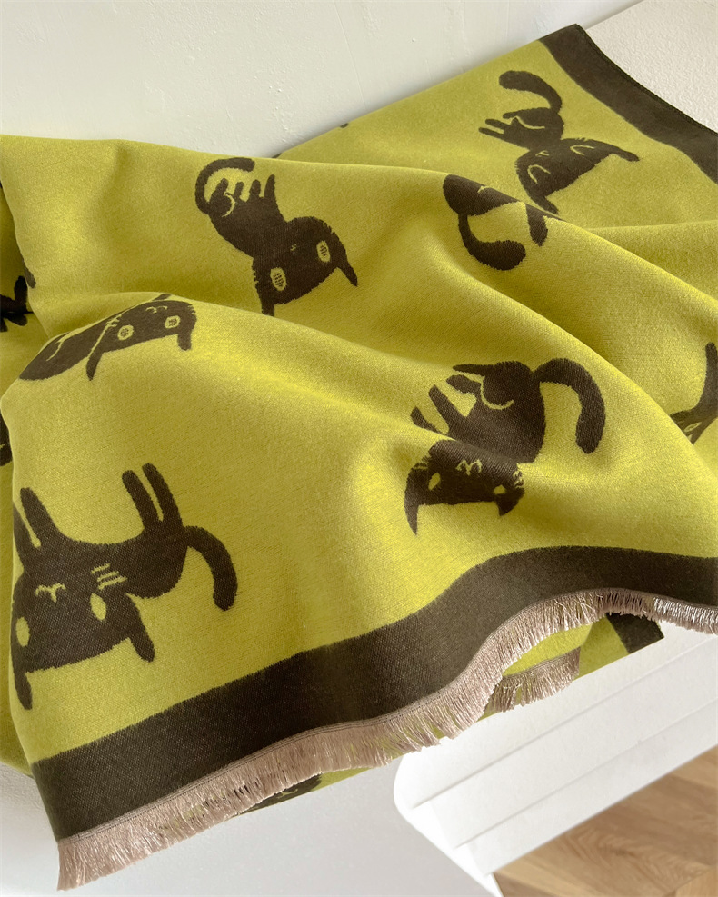 Scialle invernale lungo in jacquard double face con aria condizionata e caldo, in imitazione cashmere, sciarpa personalizzata alla moda per donna_voghion.com