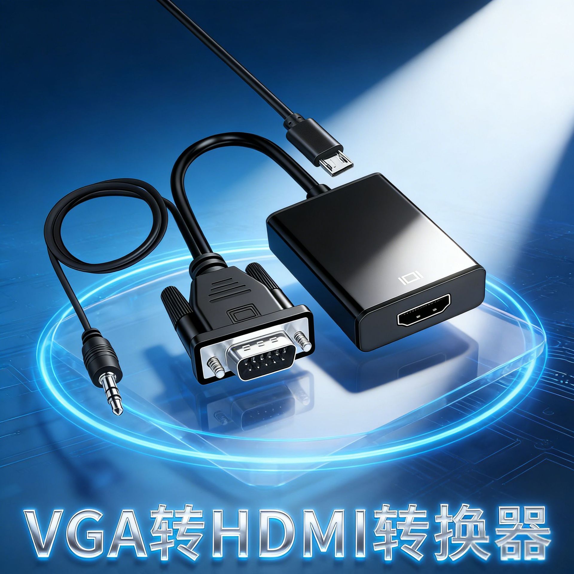 Vga to HDMI Adapter with Audio Host Laptop Computer to Monitor Conversion Cable Hd Converter