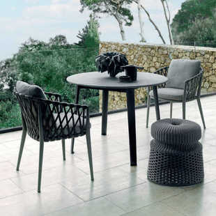 Outdoor Courtyard Outdoor Rope Dining Chair Milk Tea Shop Rattan Back Chair Balcony Coffee Modern Simple Leisure Rattan Chair