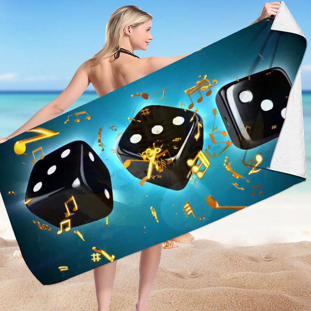 Dice Card Series Beach Towel Microfiber Double-sided Fleece Beach Towel Swimming Bath Towel Varied Beach Towel