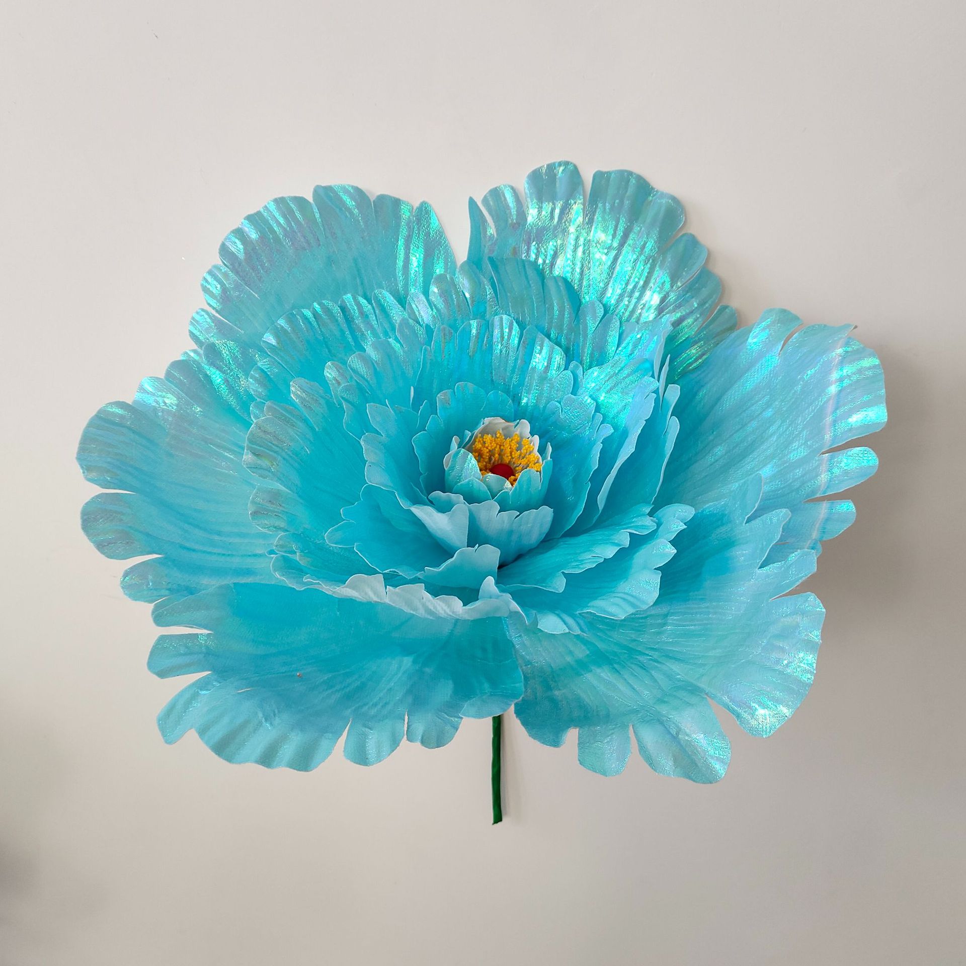 Simulación de tela brillante peonía gran atmósfera floral lámpara de papel floral lámpara de piso arrugada material de papel artístico