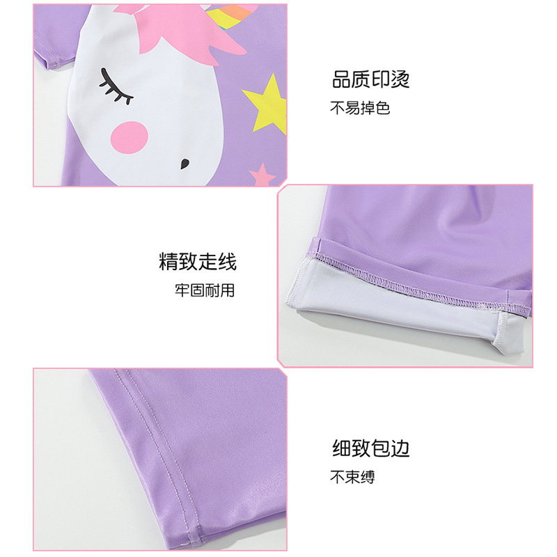 Traje de baño para niños niñas dibujos animados lindo impreso de una pieza ins estilo protección solar traje de baño de aguas termales