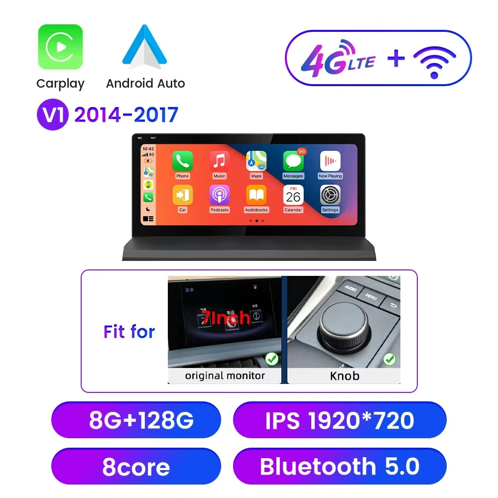 Универсальная 10,25-дюймовая Android-навигационная система автомобилю CarPlay, подходит для Lexus NX 2014–2020
