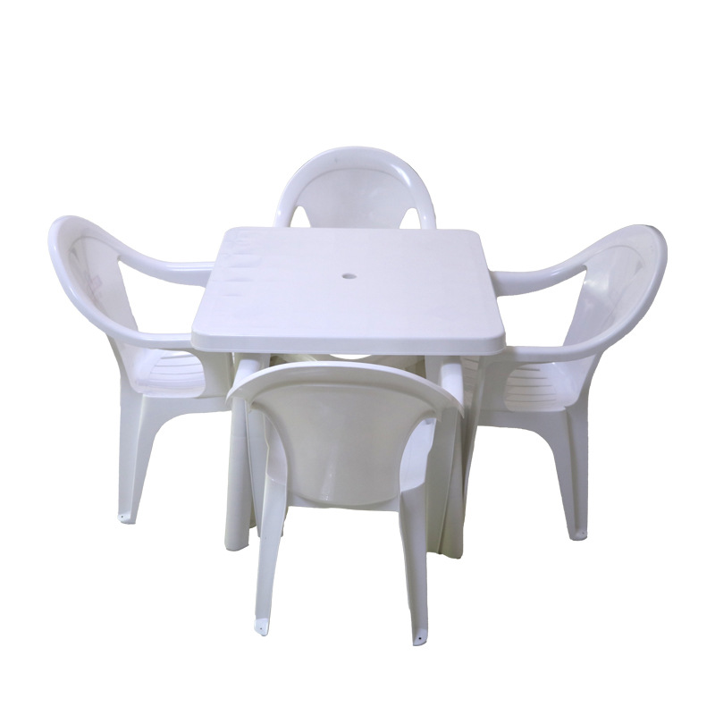 Conjunto de mesa y sillas de plástico para puestos de comida para actividades al aire libre, sillas y mesas para festivales de cerveza, barbacoa de mercado nocturno, portátil y duradero.