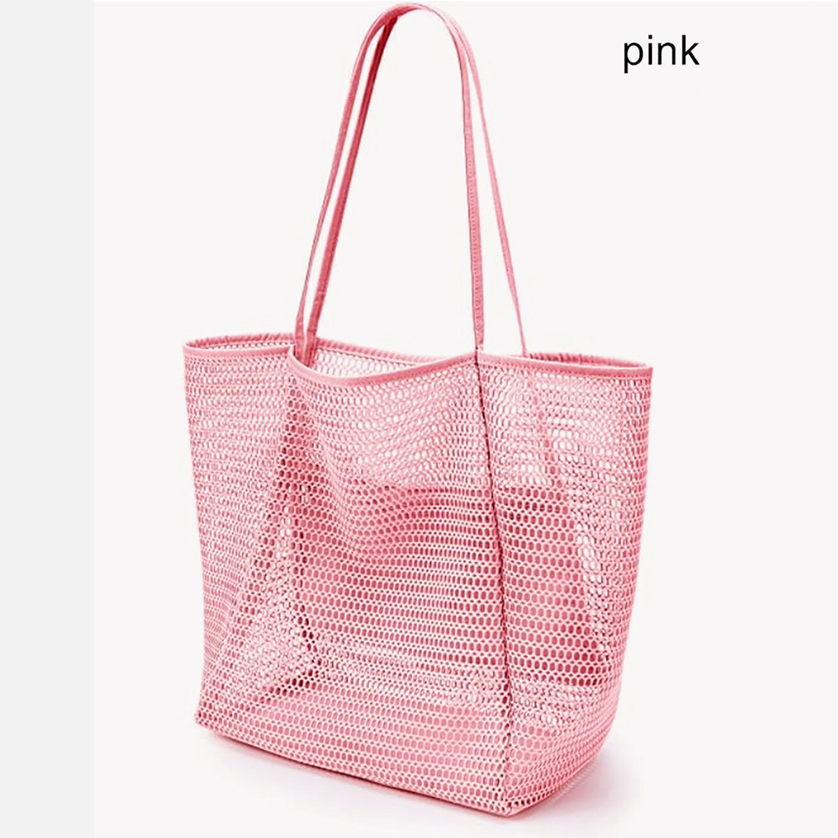 Große, geräumige Strandhandtasche aus Netzgewebe mit Aussparungen, ideal als Schultertasche für Damen, perfekt für Outdoor-Aktivitäten und Reisen._voghion.com