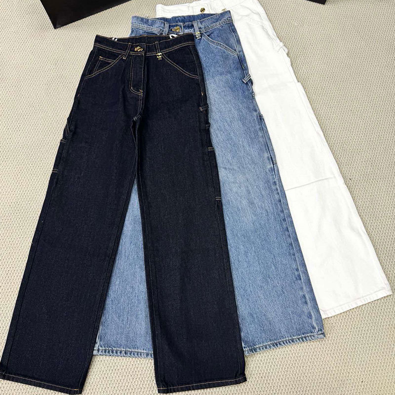 High-end version of the new 26 model by Xiao Xiang: cross-strap workwear long pants, double-C high-waisted jeans, Nanyou, black, white, blue