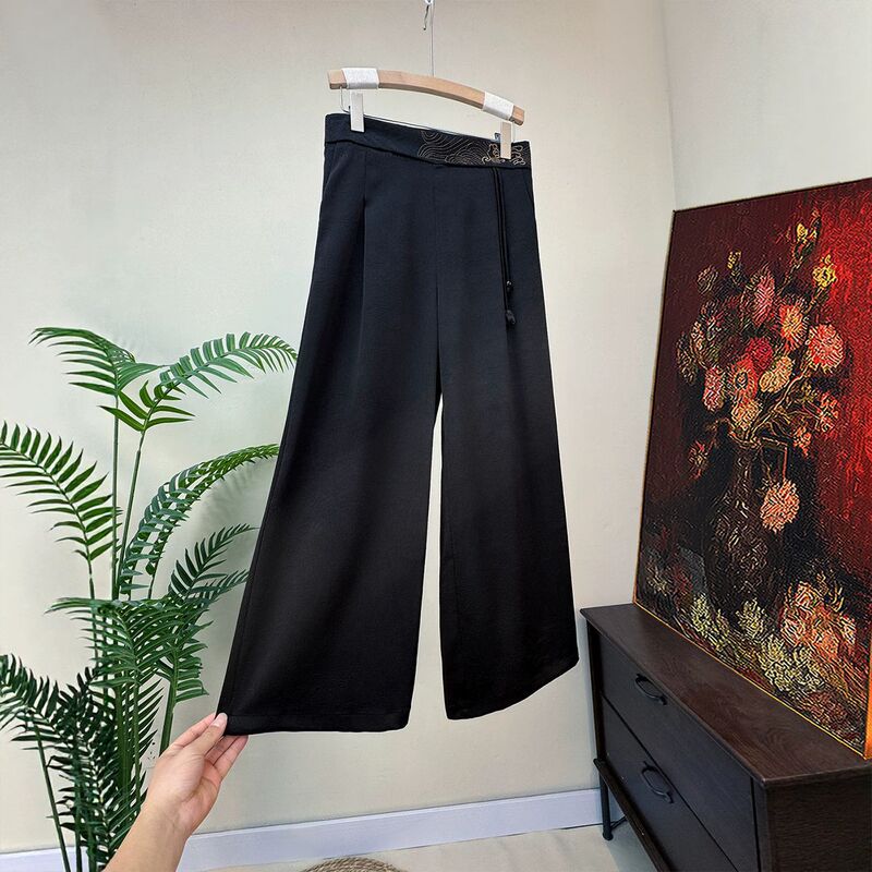 【Zhi Li】New Chinese-Style Embroidered Tassel Straight-Leg Pants 2026 Summer New Model National Style Solid Color Elegant Fashion Pants 【Zhi Li】New Chinese-Style Embroidered Tassel Straight-Leg Pants 2026 Summer New Model National Style Solid Color Elegant Fashion Pants