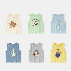 2025婴儿衣服休闲印花潮流背心无袖T恤夏装男童儿童女童宝宝上衣