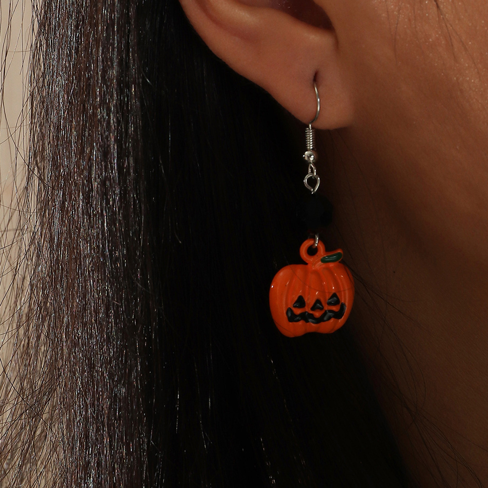 Halloween Series Ghost Face Pumpkin Ear Hooks Wholesale Nihaojewelry display picture 1