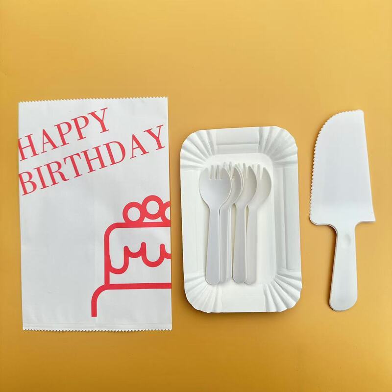 Birthday Cake Cake Combination Cutlery Cutlery Paper Plate Dinner Plate 10 Sets Disposable Paper Bag