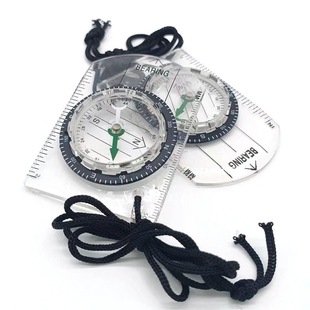 Outdoor Transparent Mini Acrylic Scale Compass Map Scale Lanyard Compass